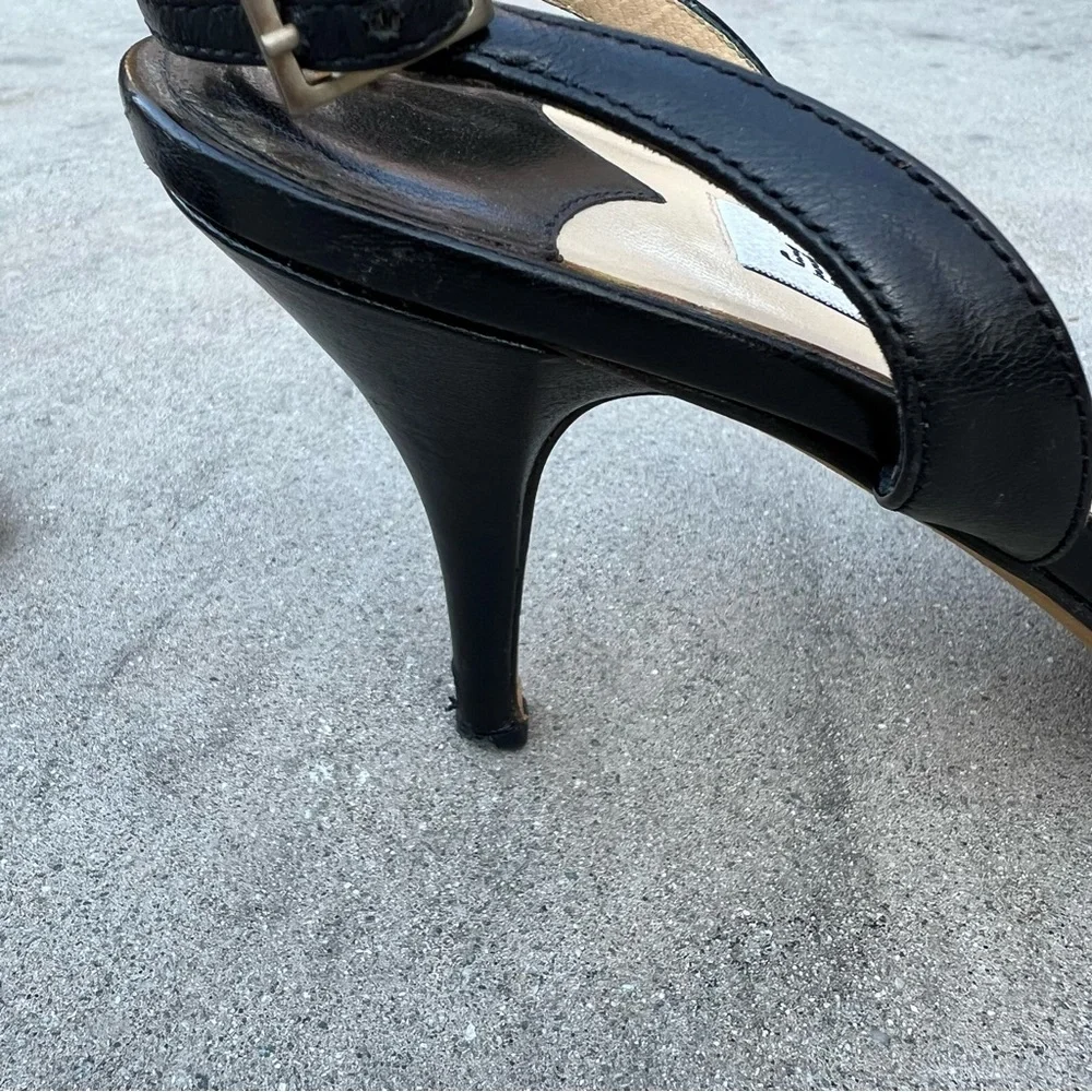 Jimmy Choo Black Slingback Open Toe Heels Size  40 - Picture 10 of 13